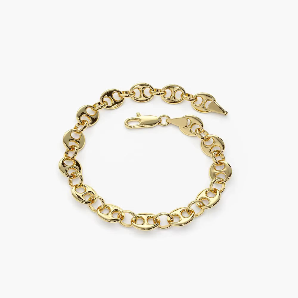 Bracelet Pig Nose Chain 14K Gold Plated