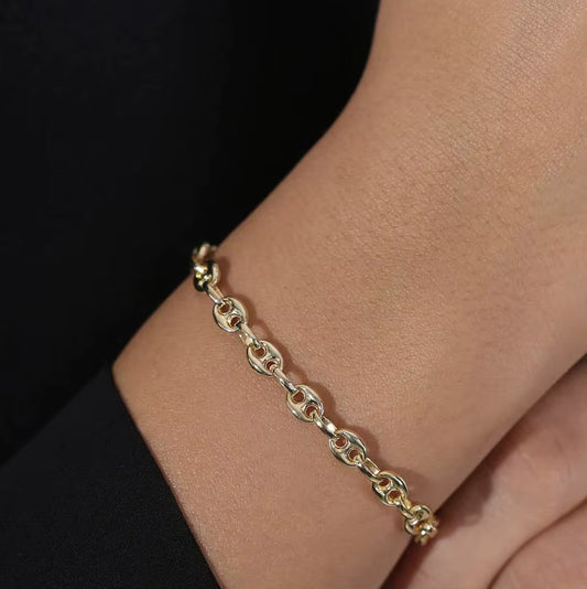 Bracelet Pig Nose Chain 14K Gold Plated